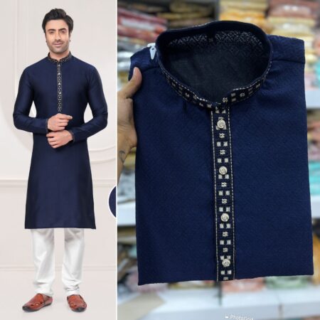 Jacquard silk kurta and pajama