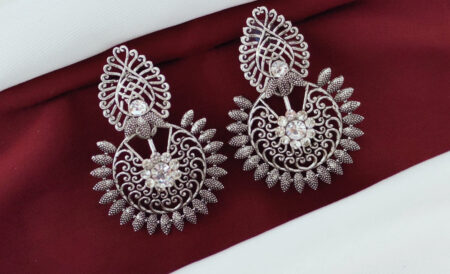 White Stone Oxidised Earrings