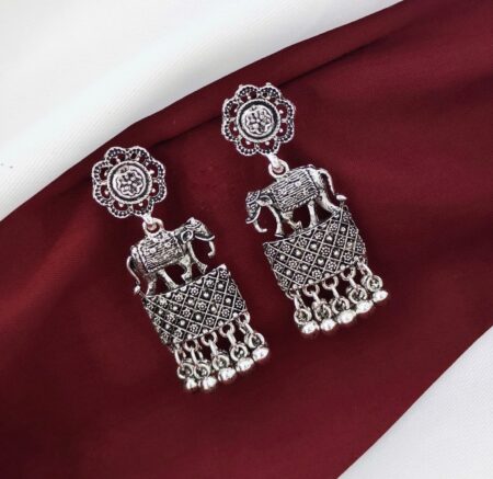 Oxidised Elephant Earrings