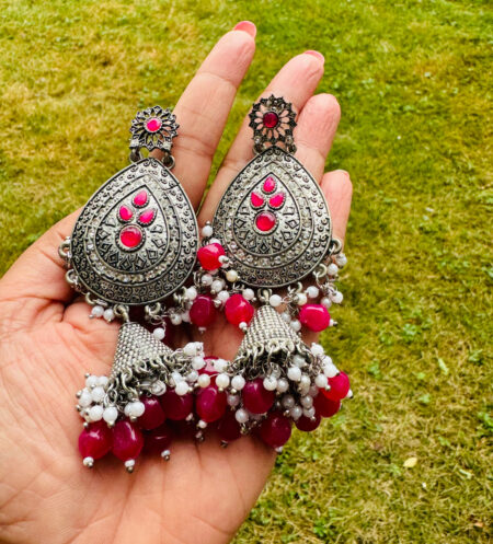 Pink Oxidised Earrings
