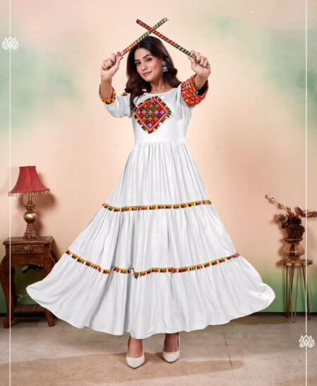 White Navratri Gown