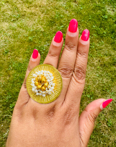 Gold and White Pearls Ring