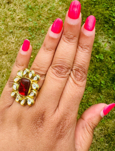 Gold Ring with Red Stones