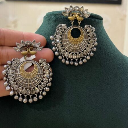 Dual Tone Silver Gold Earrings