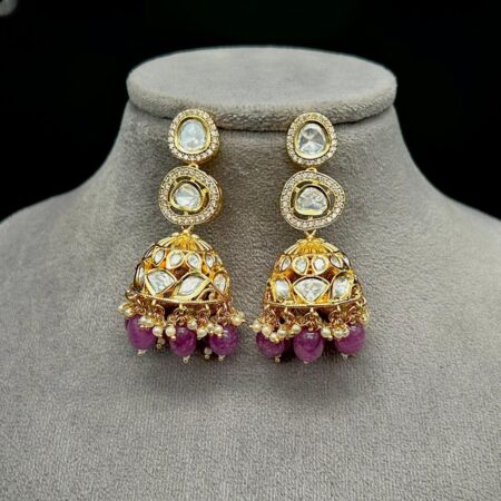Gold Plated Kundan Jumkas