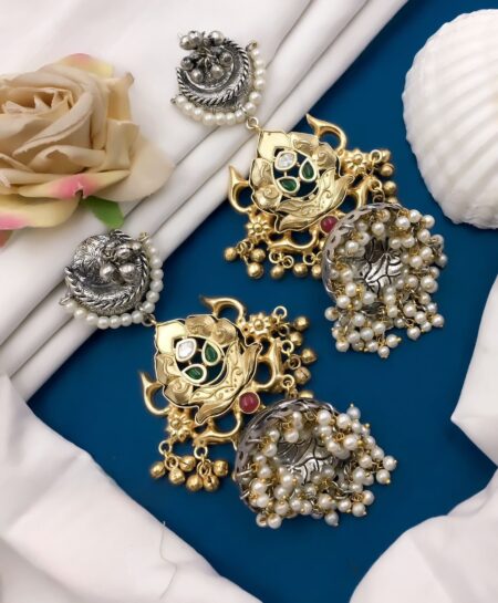 Dual Tone Huge Statement Earrings