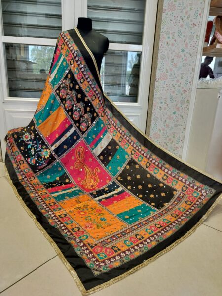 Mirror work silk dupatta