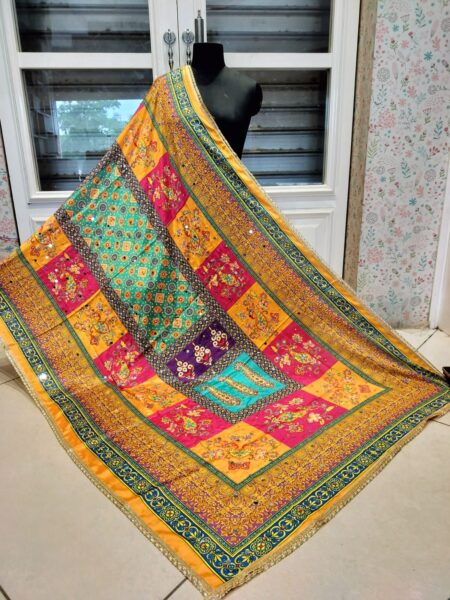Mirror work silk dupatta