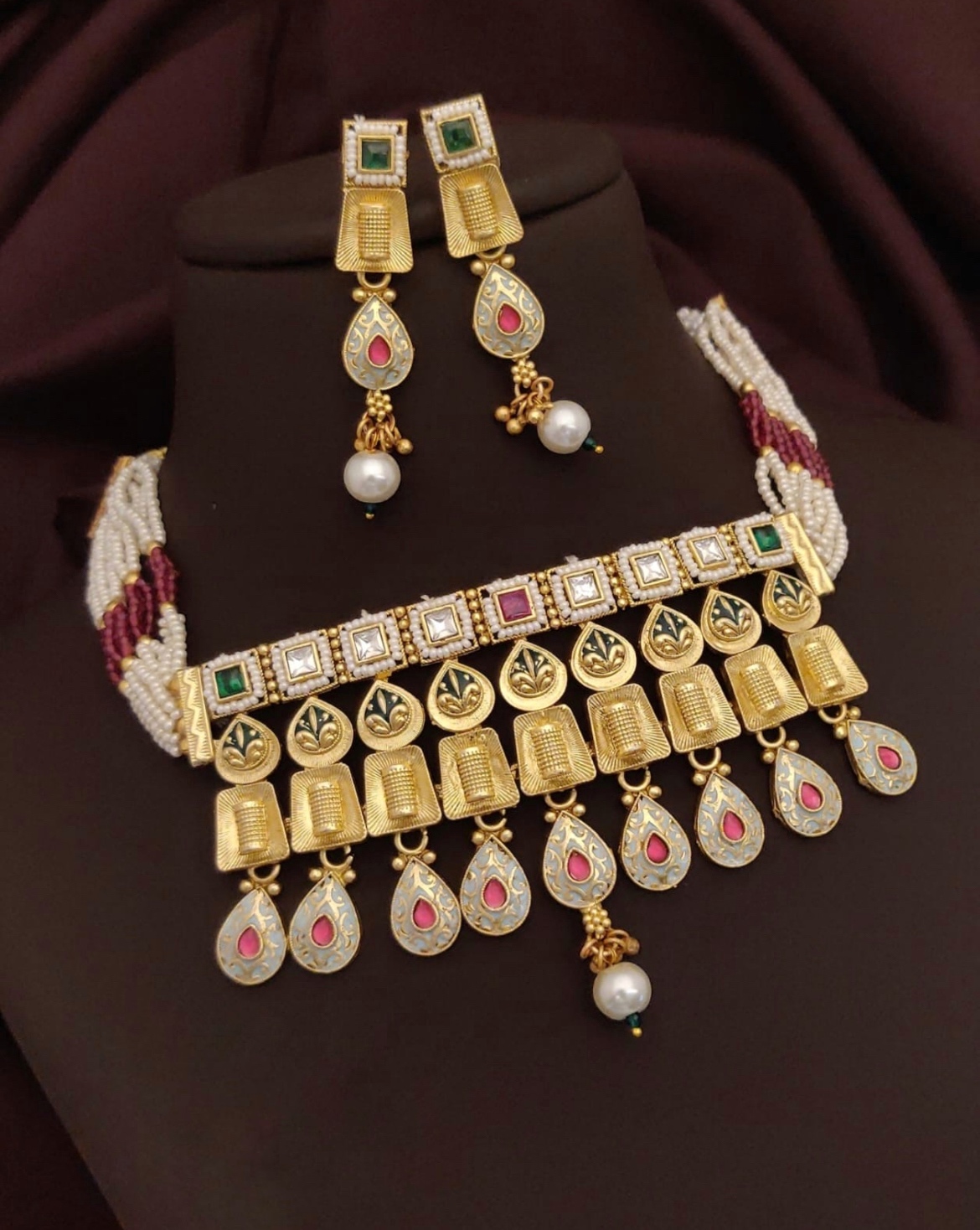 Saree blouse front view with handcrafted embellishments and elegant cut