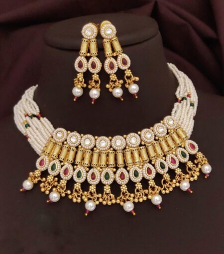 Antique Gold Choker with pearls