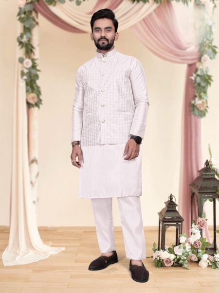 Kurta - Pant - Koti Set Ready To Wear