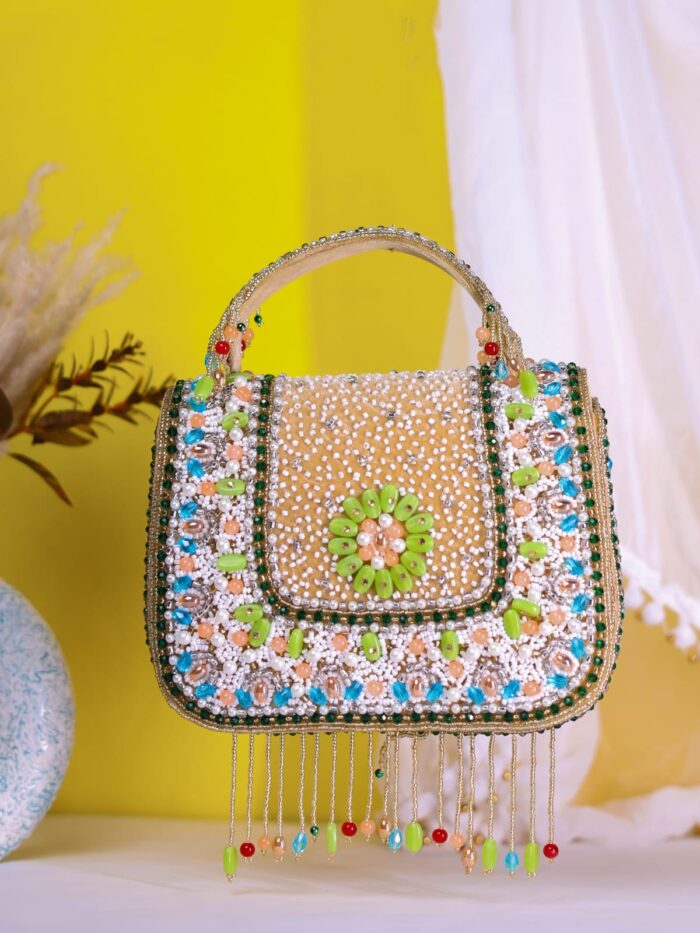 Woman wearing a saree blouse with bold ethnic print and designer flair