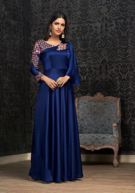 Dark blue Silk Gown