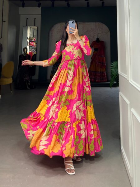 Silk Crepe Long Gown