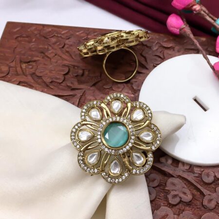 Flower Shaped Statement Kundan Rings