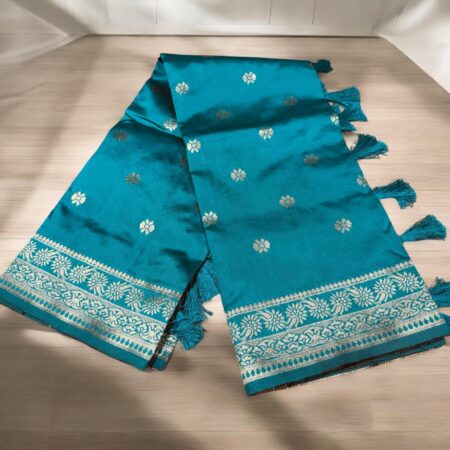 Teal Banarasi silk dupatta