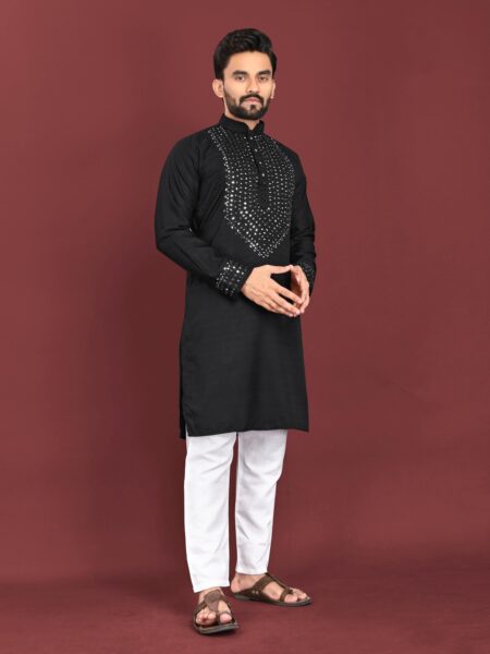 Black kurta with silver embroidery