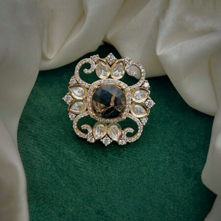 Carat plated black stone ring