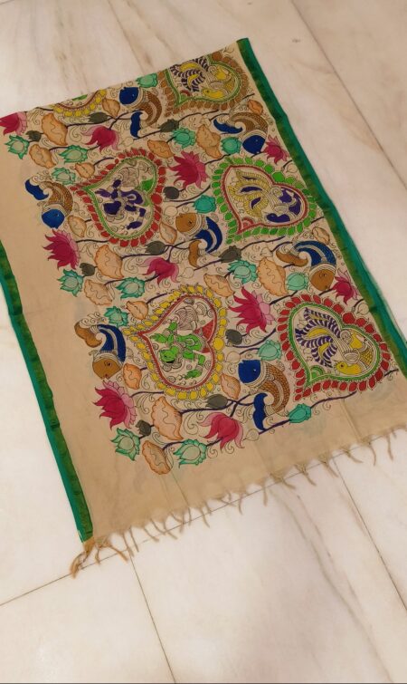 Mangalgiri silk multi colour kalamkari duppatas