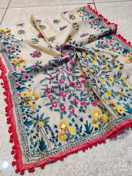 Soft Chanderi mirror handwork dupatta