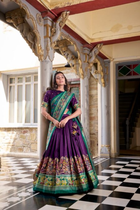 Tussar silk gotta pathi lehenga choli with dupatta