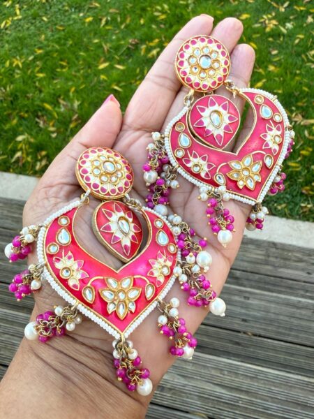 Pink Meenakari (enamel) earrings