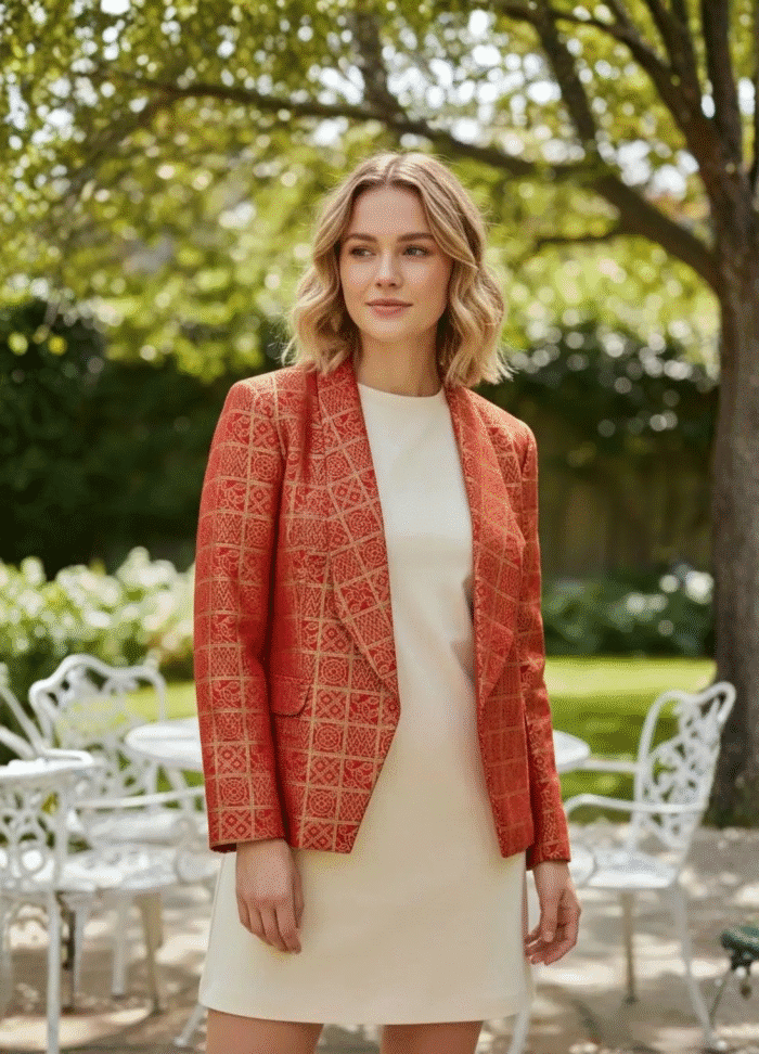 Red Banarasi Silk JacketBlazer