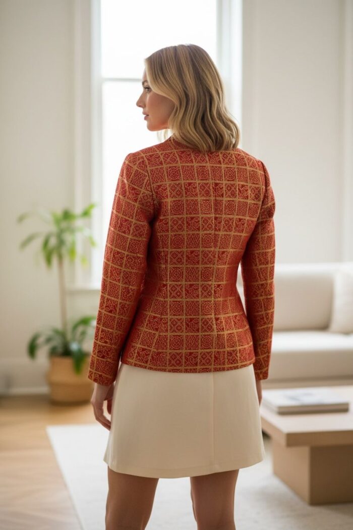 Red Banarasi silk jacket/Blazer