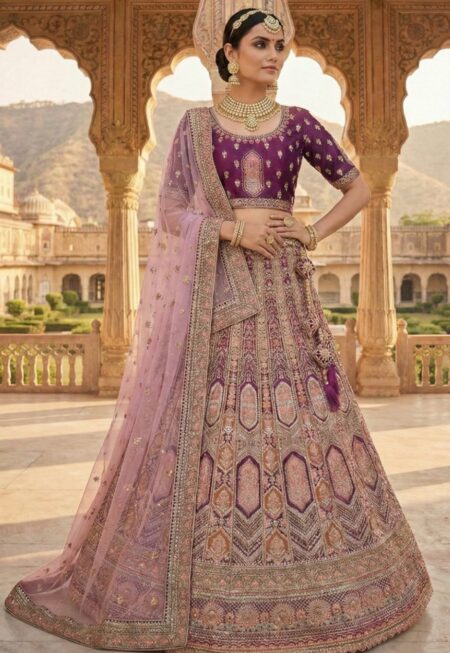 Heavy embroidered Velvet Lehenga choli with dupatta